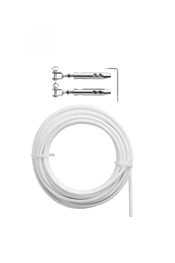 Zeerailing van RVS kabel met PVC coating met RVS eindverbindingen en montageterminal